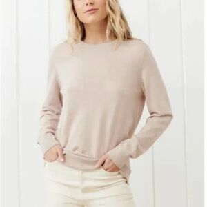 JENNI KAYNE Crosby Crewneck Sweater 100% Merino Wool Oatmeal Size Small